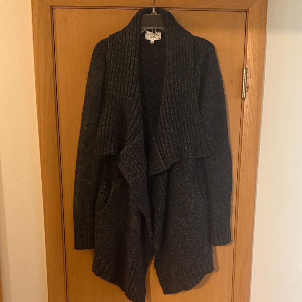 Feel the Piece Terre Jacobs Women’s Open Front Waterfall Cardigan Sweater Gray